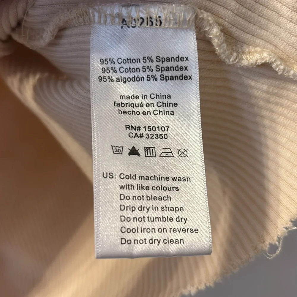 Rusty Cream Ribbed Raw Hem Women's Tank Top - Picture 4 of 7